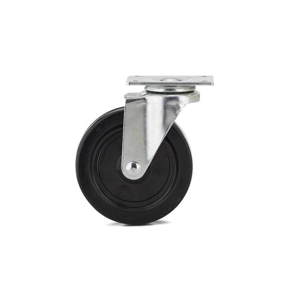 Richelieu F25533 Industrial General-Duty Rubber Swivel Plate Caster, 297 Lb, 5"