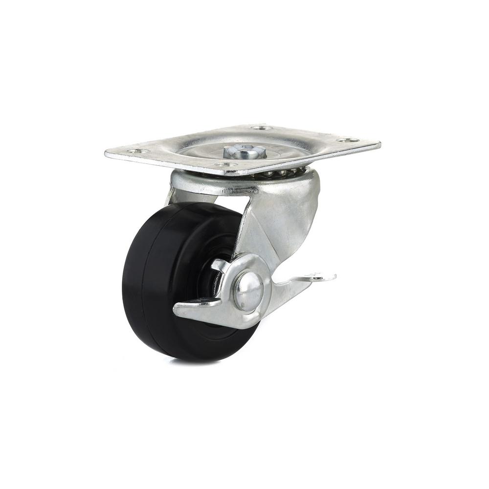 Richelieu F25095 Rubber Wheel Swivel Plate Caster with Brake, 209 Lb, 3"