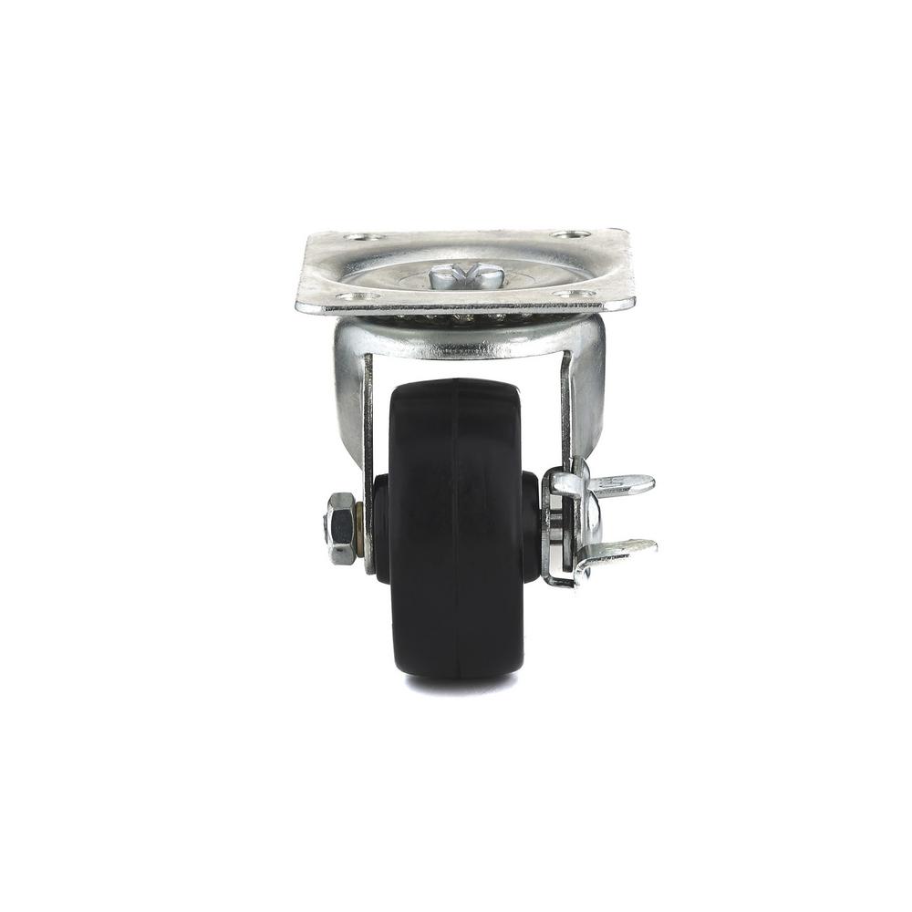 Richelieu F25160 Rubber Wheel Swivel Plate Caster with Brake, 176 Lb, 2-1/2"