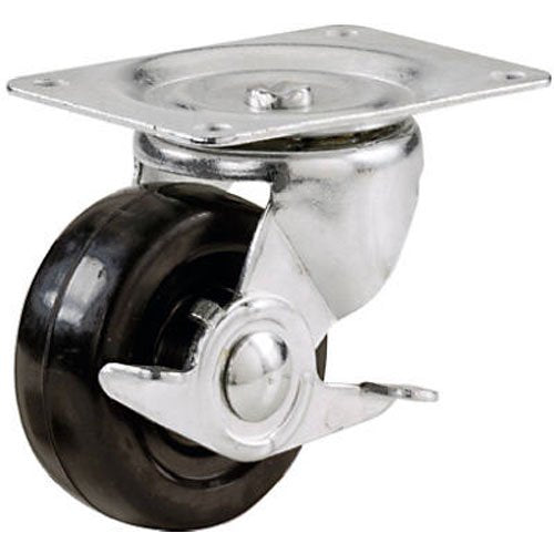 Richelieu F25232 Polypropylene Wheel Swivel Plate Caster with Brake, 125 Lb, 2"