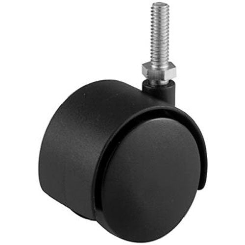 Richelieu F48061 Dual-Wheel Furniture Caster with Threaded Stem, Black, 2"