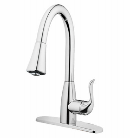 HomePointe 3696-K3-C01-MC Pull Down Sprayer 1-Handle Kitchen Faucet, Chrome