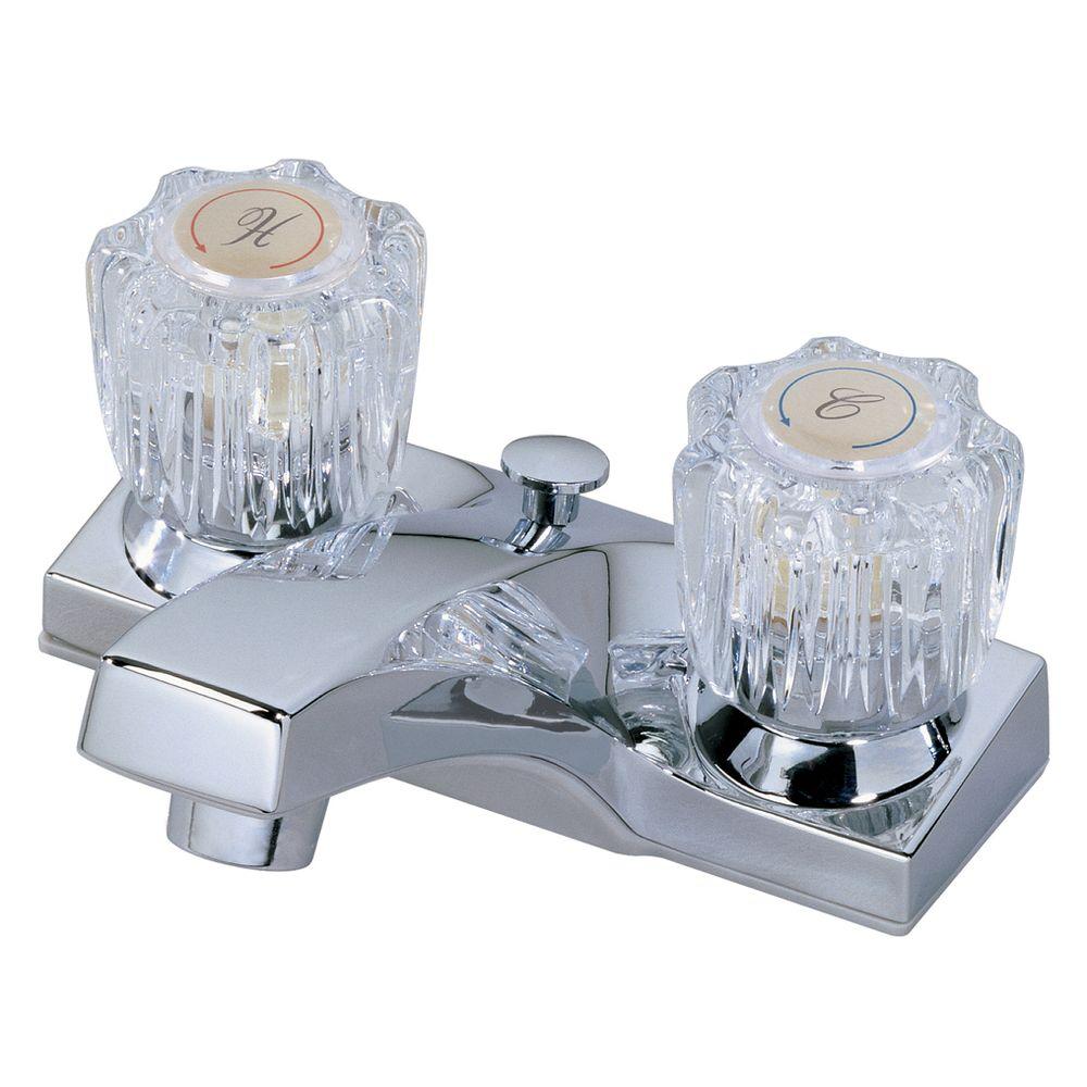 HomePointe 116765MC Two Acrylic Handle Lavatory Faucet with Pop Up, Chrome