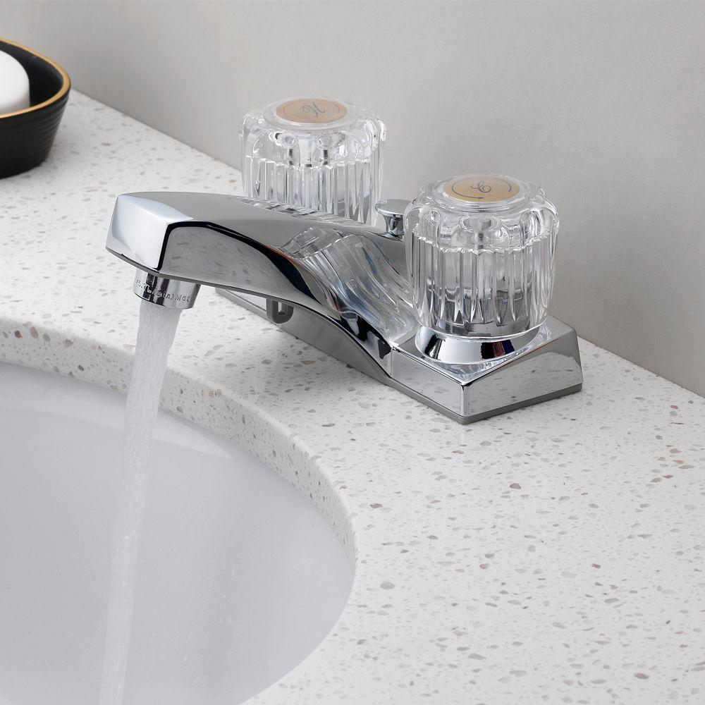 HomePointe 116765MC Two Acrylic Handle Lavatory Faucet with Pop Up, Chrome