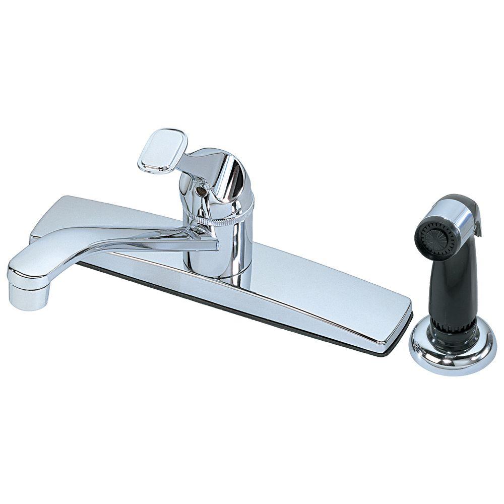 HomePointe 204661MC Single Lever Handle Chrome Kitchen Faucet with Black Spray
