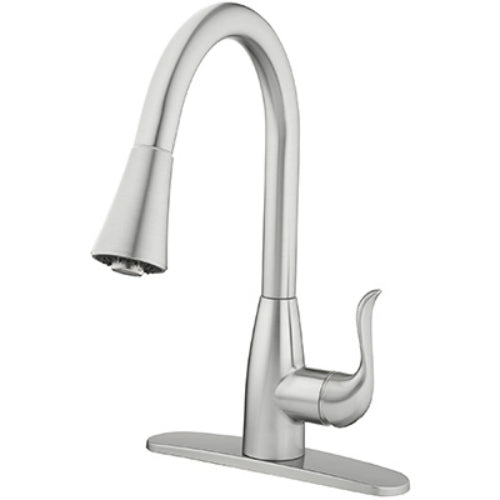 HomePointe 3696-K3-C04-MC Pull Down Sprayer 1-Handle Faucet, Brushed Nickel