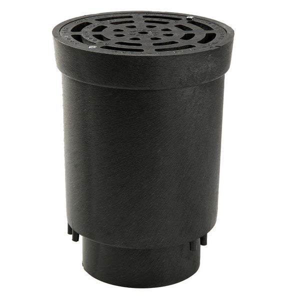 NDS FWSD69 Flo-Well Surface Drain Inlet with Grate, Black, 6" x 4"