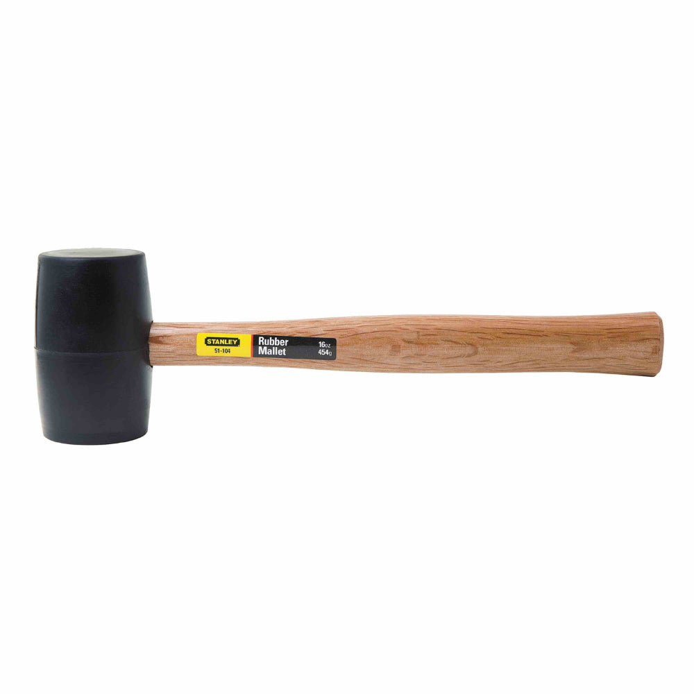 Stanley 51-104 Black Rubber Mallet with Hardwood Handle, 16 Oz