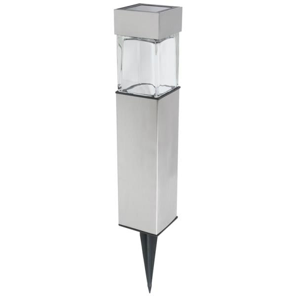 Boston Harbor 24189 Square Solar Bollard Path Stake Lights, Stainless Steel