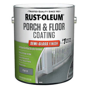 Rust-Oleum 320420 Porch & Floor Coating, Semi-Gloss, Pewter, Low VOC, 1-Gallon