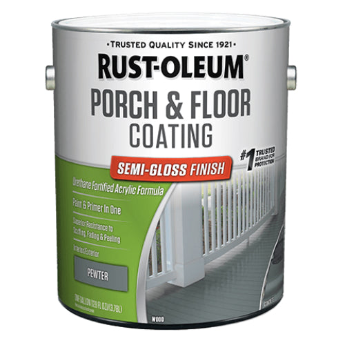 Rust-Oleum 320420 Porch & Floor Coating, Semi-Gloss, Pewter, Low VOC, 1-Gallon