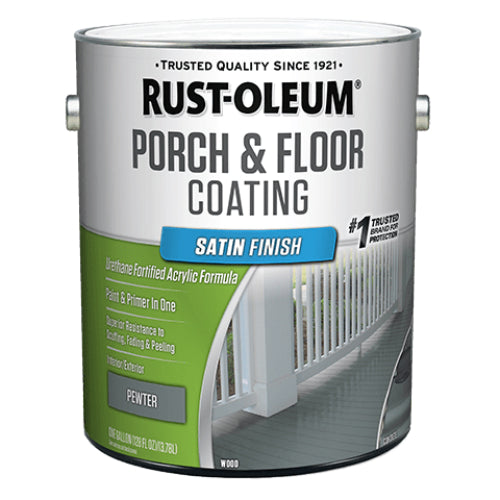 Rust-Oleum 320418 Porch & Floor Coating, Satin, Pewter, 1-Gallon