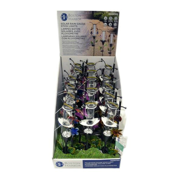 Boston Harbor 24602 Solar Powered LED Stick Light with Rain Gauge