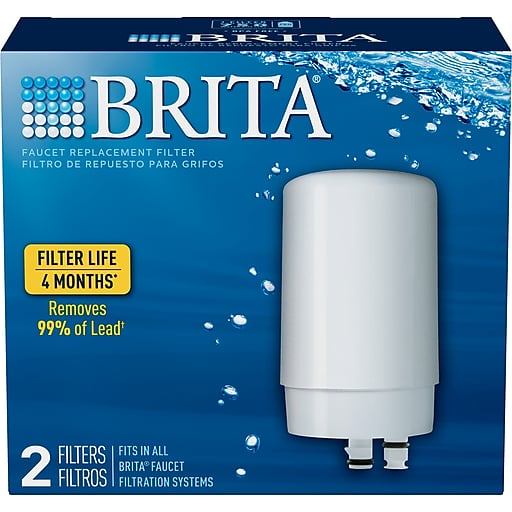 Brita 36311 Replacement Faucet-Mount Water Filter, White, 2-Count