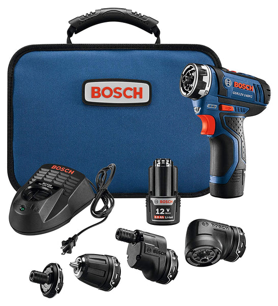 Bosch GSR12V-140FCB22 Flexiclick 5-In-1 Lithium-Ion Drill/Driver System, 12V Max