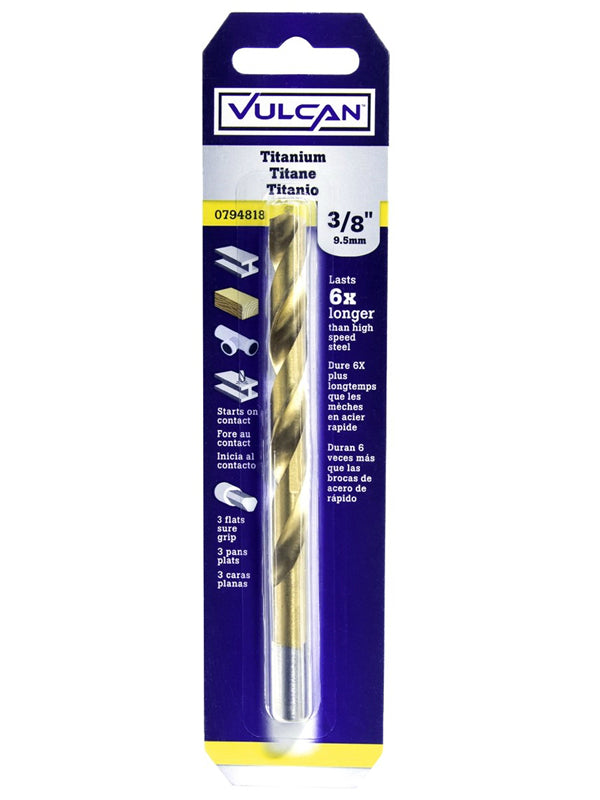 Vulcan 220391OR Straight Shank Drill Bit, High Speed Steel, Titanium Nitride Coated