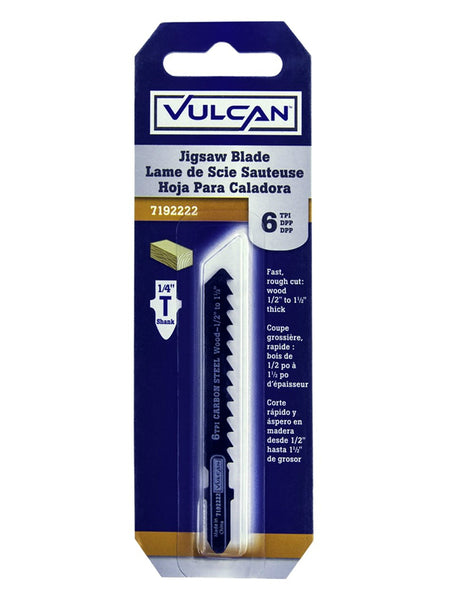 Vulcan 823431OR High Speed 6 TPI Jig Saw Blade, High Carbon Steel, 3"