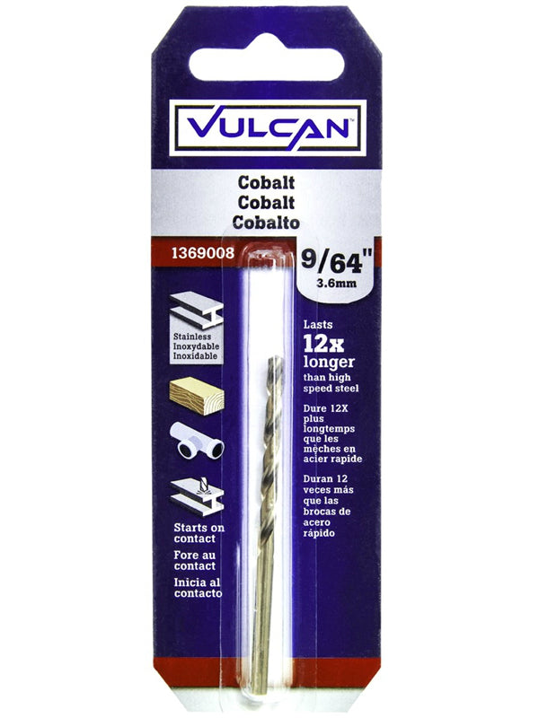 Vulcan 249021OR Straight Shank Drill Bit, Cobalt M35 Steel, 9/64" X 2-7/8"