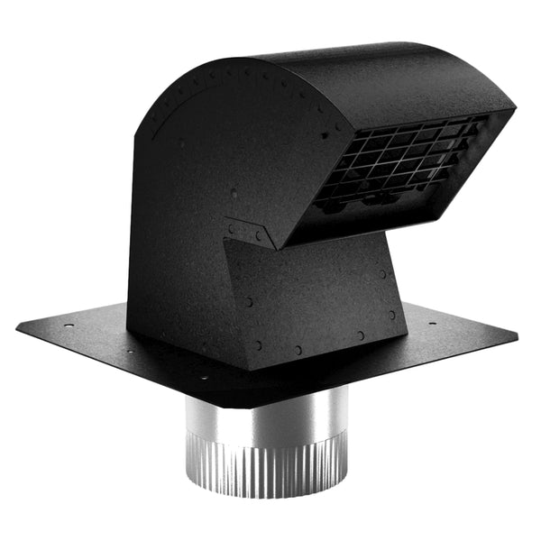 Imperial VT0640 R2 Roof Vent Cap with Damper & Animal Screen, Black, 4"