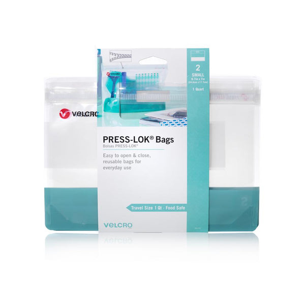 Velcro Brand 95175 Press-Lok Food Safe Reusable Bags, Blue, Small, 2-Pack