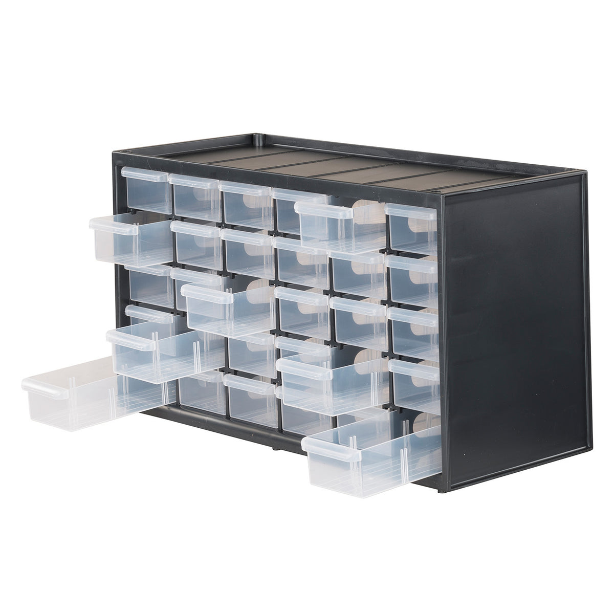 Space Solutions Bin Storage Cabinet with 8.3 Tote Bins and 4.6 Bins, 36 x  30 x 18, Platinum/Graphite 