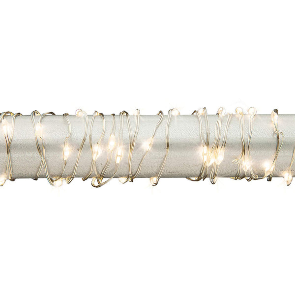 Everlasting Glow 93779 B/O Warm White Micro 62-LED String Light 11', Silver Wire