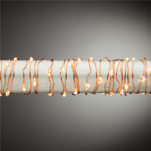 Everlasting Glow 44247 B/O Warm White Micro 62-LED String Light 11', Copper Wire