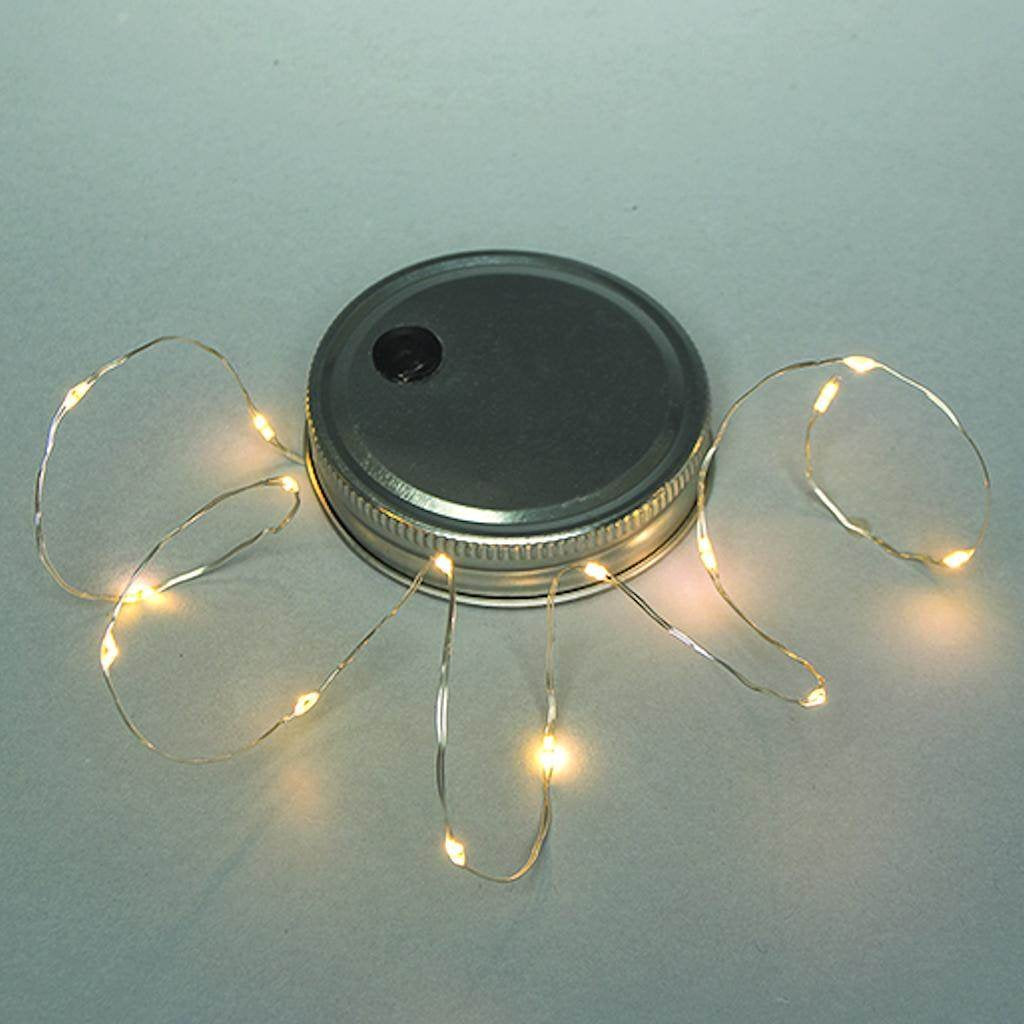 Everlasting Glow 93770 B/O Mason Jar Lid with Warm White Micro LED String Light