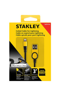 Stanley 131-9550-ST2 Coiled Lightning USB Cable for iPod/iPad/iPhone, Nylon