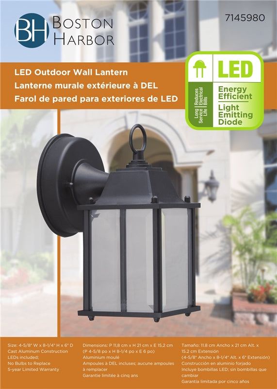 Boston Harbor 0038-WD-BK Outdoor Wall Lantern, Black