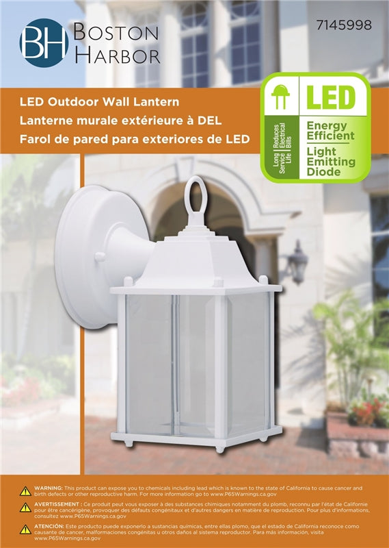 Boston Harbor 0038-WD-WH Outdoor Wall Lantern, White