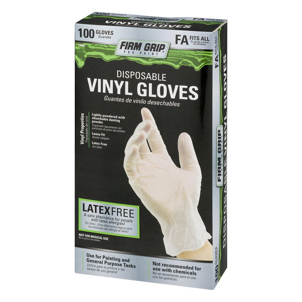 Firm Grip 13690-14 Pro Paint Disposable Vinyl Gloves, Fits-All, 100-Count
