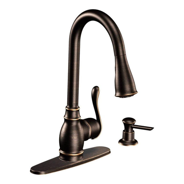 Moen CA87003BRB Anabelle 1-Handle High-Arc Pulldown Faucet, Mediterranean Bronze