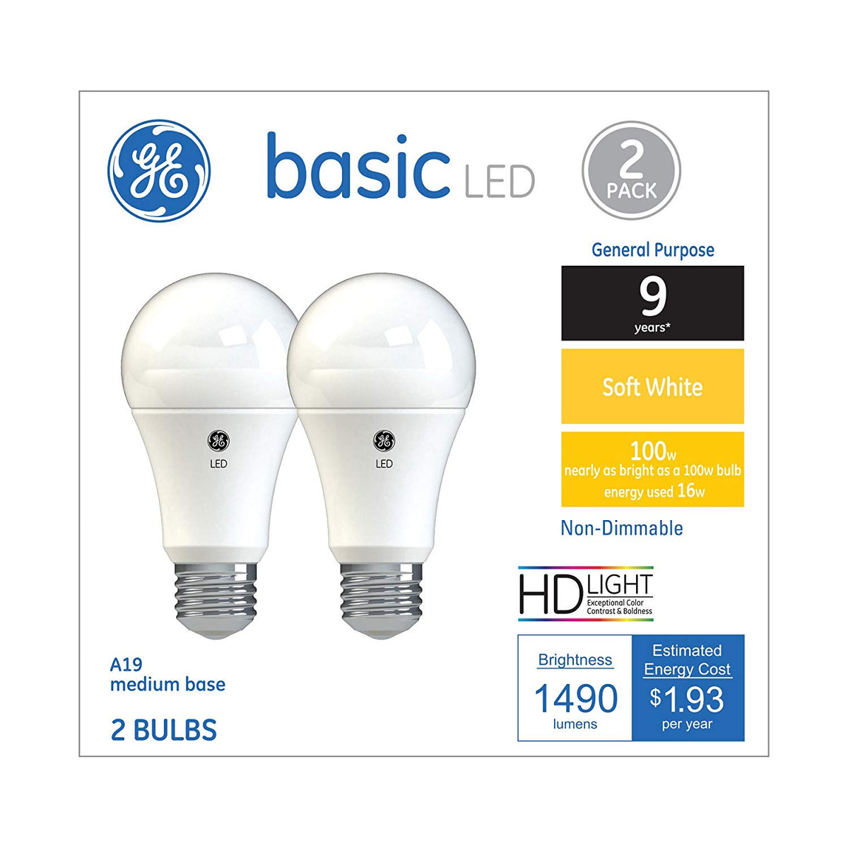 GE 37025 Basic LED Bulbs, 16 Watt