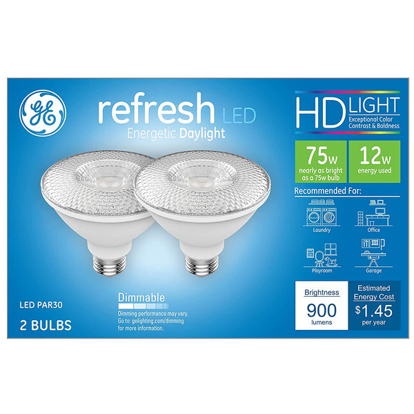 GE 43095 Refresh HD LED Bulb, Par30, 12W, Daylight, 2-Count