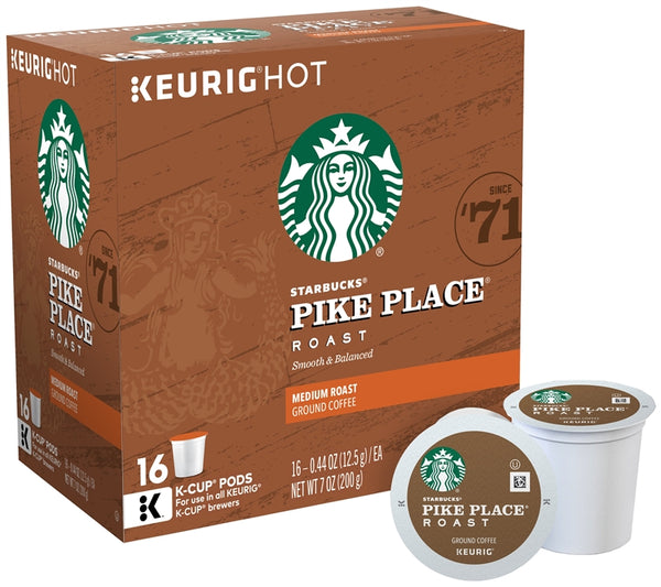 Starbucks 120932 Pike Place Medium Roast K-Cup for Keurig Brewers, 16-Count