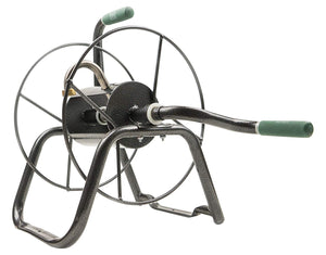 Yard Butler HR-1SLV Ground/Wall Mount Handy Reel for 75' Hose, Silver/Black