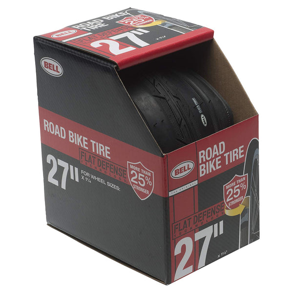 Bell 7091047 Flat Defense Road Bike Tire, Black, 27" x 1-1/4"