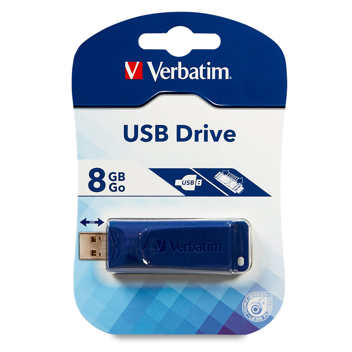 Verbatim 97088 USB Flash Drive, Cap-Less & Universally Compatible, Blue, 8GB