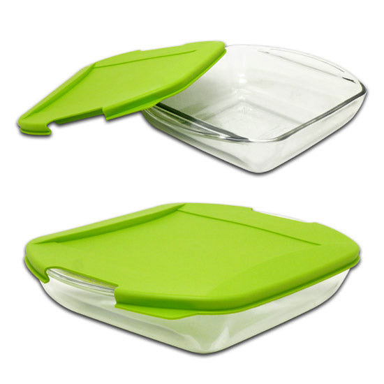 Libra 195-91819LIB Kitchen Classics 8" Square Glass Baking Dish with Lid, 2 Qt