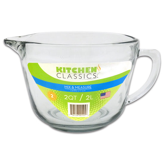 Libra 195-81605LIB Kitchen Classics Tempered Glass Batter Bowl, Clear, 2 Qt