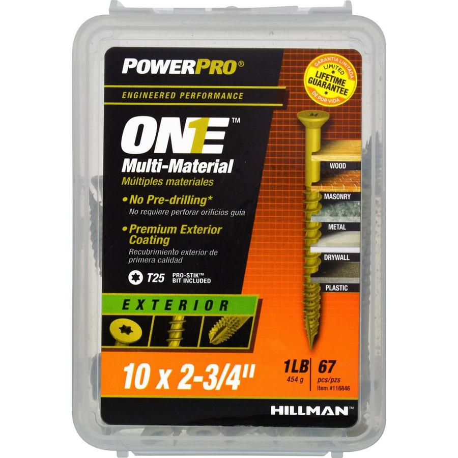 Hillman 116846 PowerPro One Multi-Material Exterior Screw, #10x2-3/4", 67-Pack