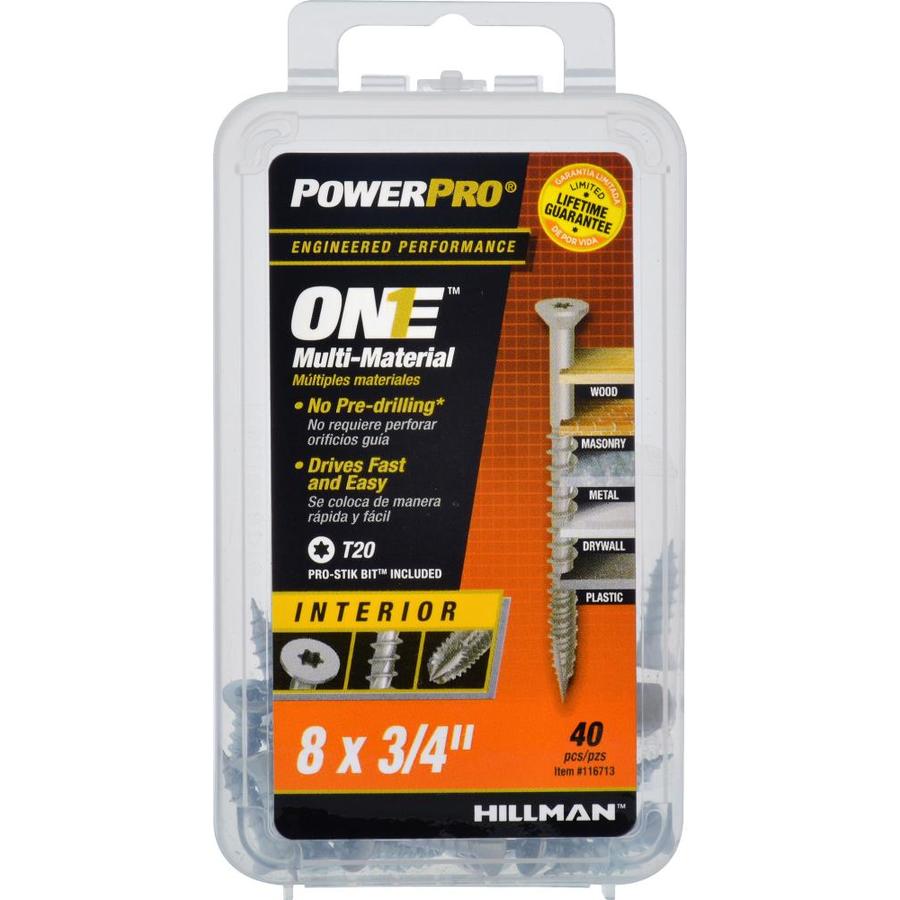 Hillman 116713 PowerPro One Multi-Material Interior Screw, #8 x 3/4", 40-Count