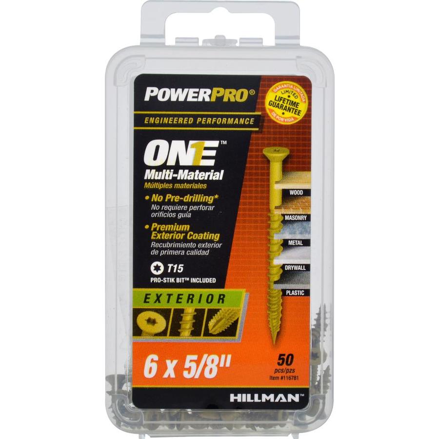Hillman 116781 PowerPro One Exterior Multi-Material Screws, #6 x 5/8", 50-Pack