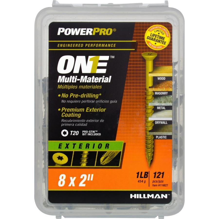 Hillman 116827 PowerPro One Multi-Material Exterior Screws, #8 x 2", 126-Pack