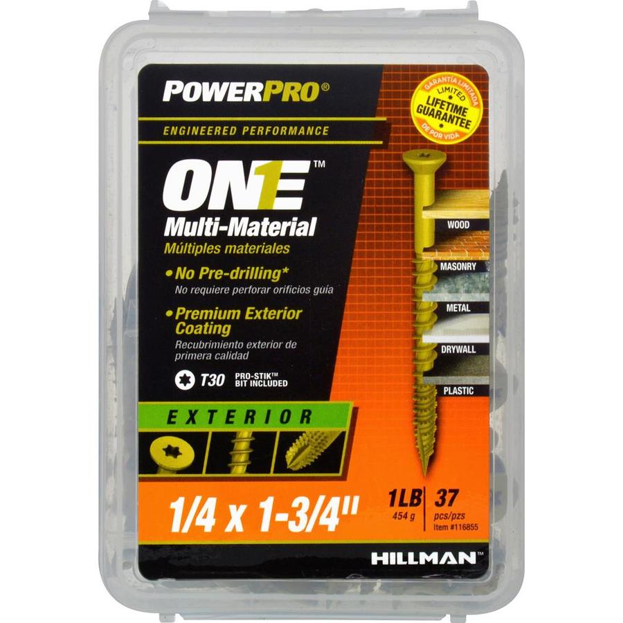 Hillman 116855 PowerPro One Multi-Material Exterior Screw 1/4"x1-3/4", 37-Pack