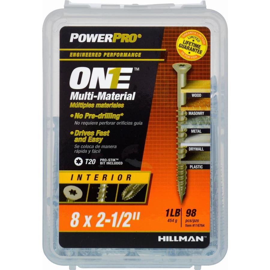 Hillman 116764 PowerPro One Multi-Material Interior Screws, #8 x 2.5", 97-Pack