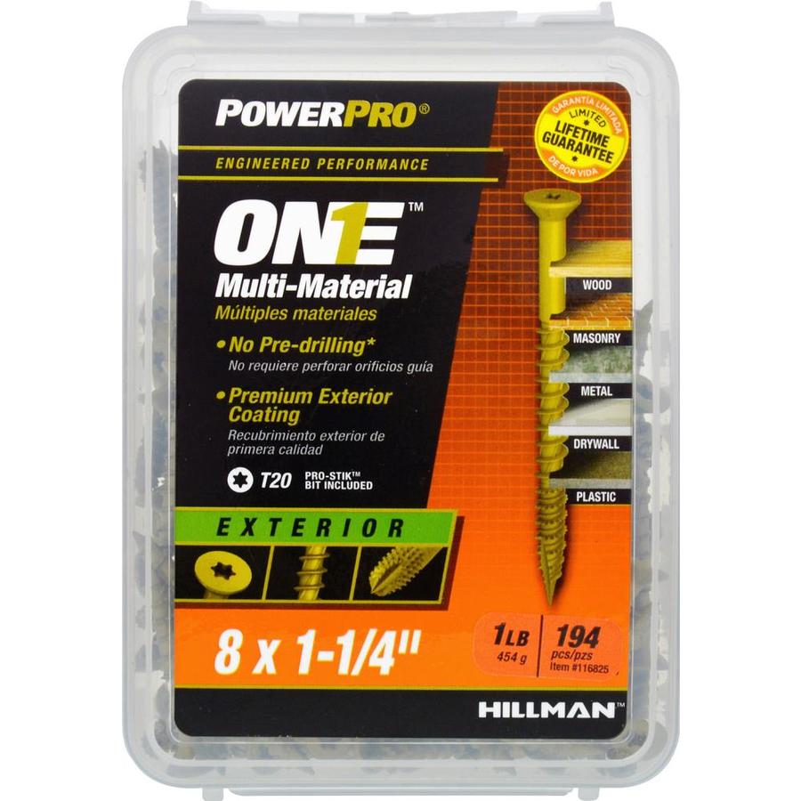 Hillman 116825 PowerPro One Multi-Material Exterior Screw, #8x1-1/4", 194-Pack