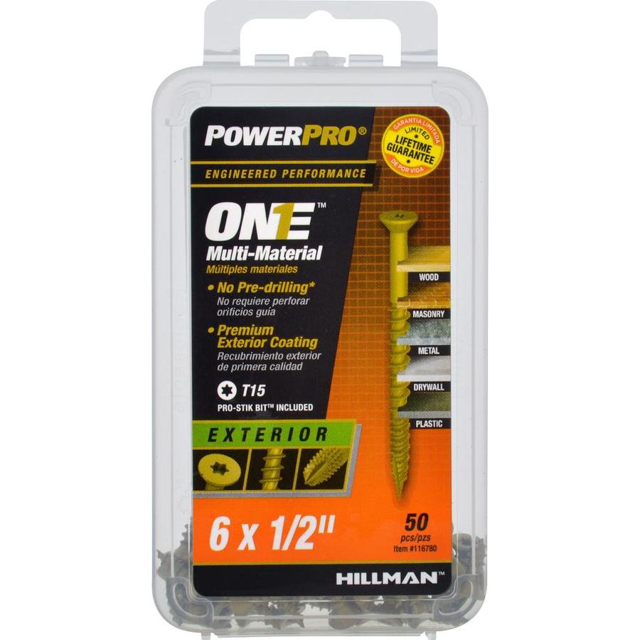 Hillman 116780 PowerPro One Exterior Multi-Material Screws, #6 x 1/2", 50-Pack