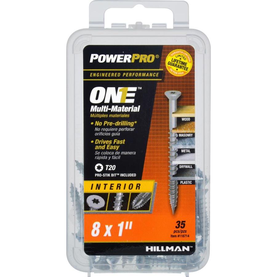 Hillman 116714 PowerPro One Multi-Material Interior Screws, #8 x 1", 35-Count